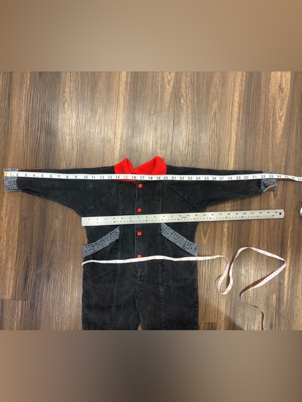 Vintage Winnie the Pooh Kids Black Corduroy Jumpsuit Red accents - Picture 14 of 15